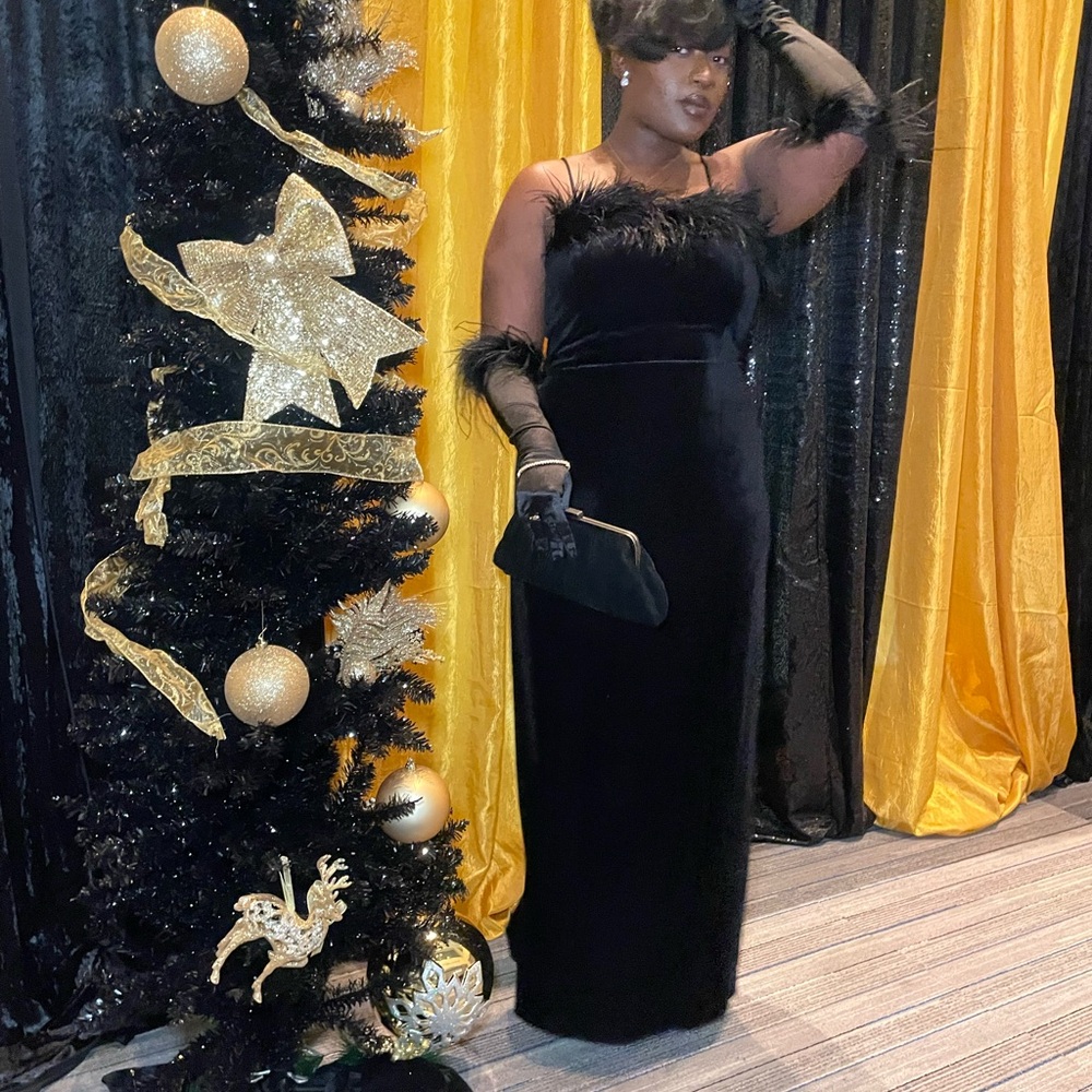 Elegant Black Velvet Dress - Picture 5 of 5